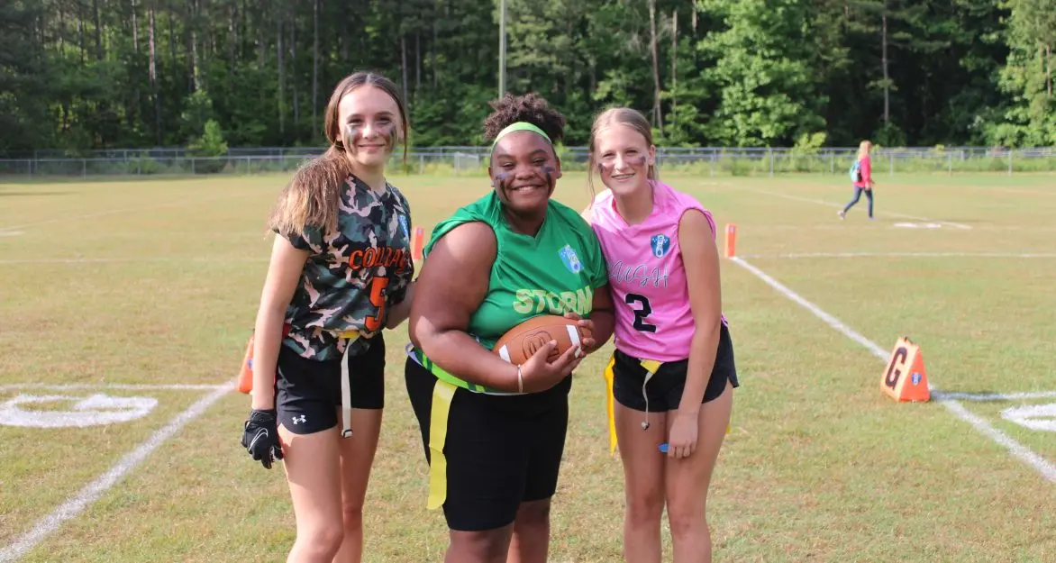 girls playing flag football
