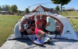 Campers in tent