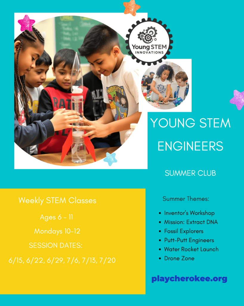 Graphic explaining what the young stem explorers camp is. 